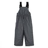 Дитячий зимовий напівкомбінезон Графіт розмір 92–98 см Мембранний, водонепроникний, з флісом та світловідбивачами, фото 2