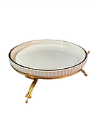 Керамічне блюдо 1573B для сервірування з декоративною підставкою 25 см