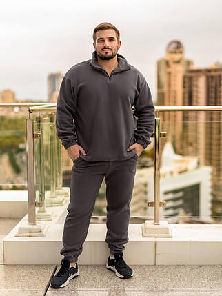 Чоловічий флісовий костюм графіт великого розміру Розміри: L, XL, XXL, фото 1