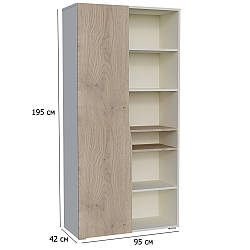 Шафа офісна для документів Connect A/L SK 95 см дуб кремону котта і стоун бейж з одними дверцятами без ручок
