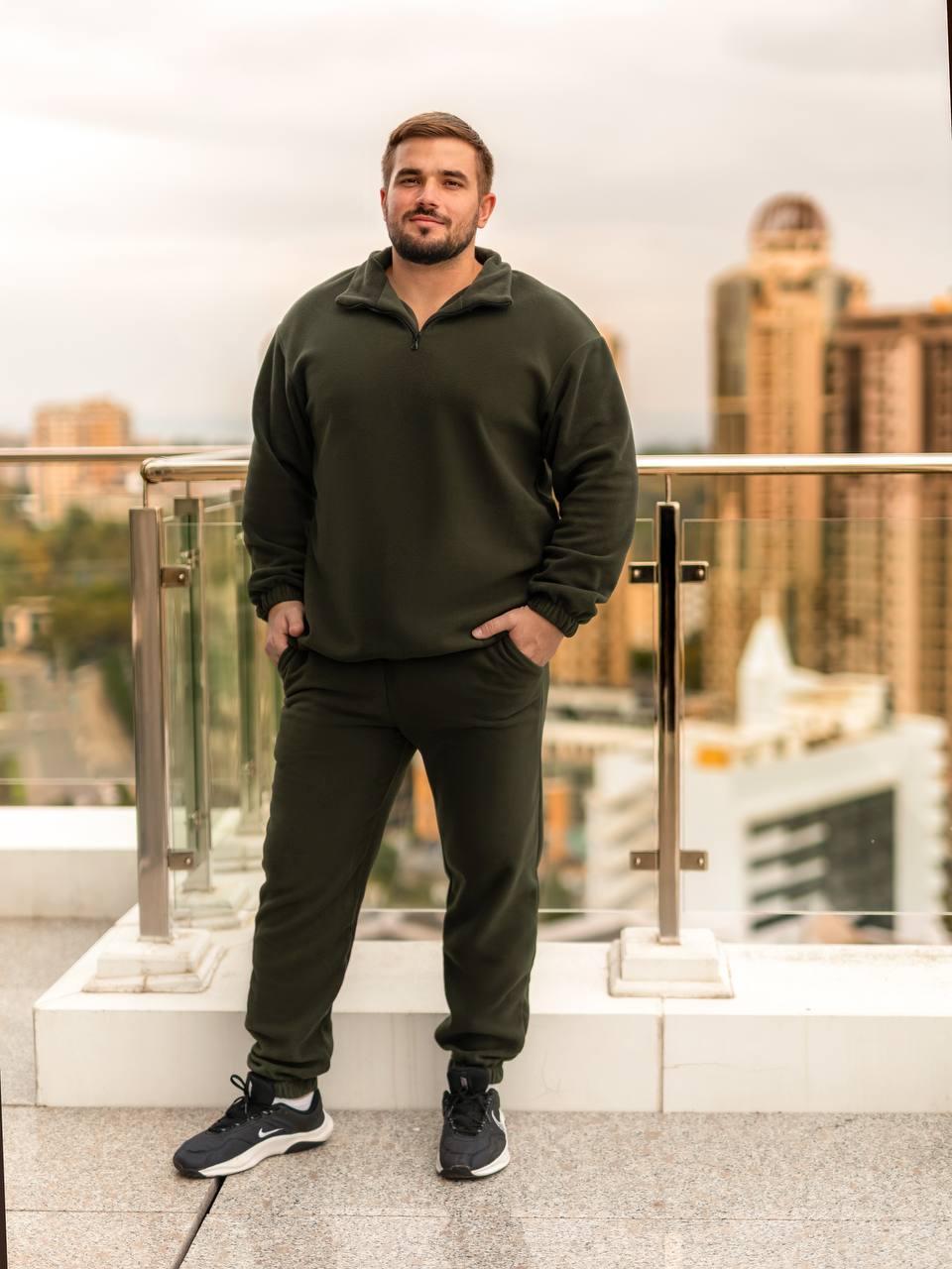 Чоловічий флісовий костюм хакі великого розміру Розміри: L, XL, XXL