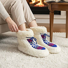 104 Чуні із овчини на гумовій підошві з вишивкою