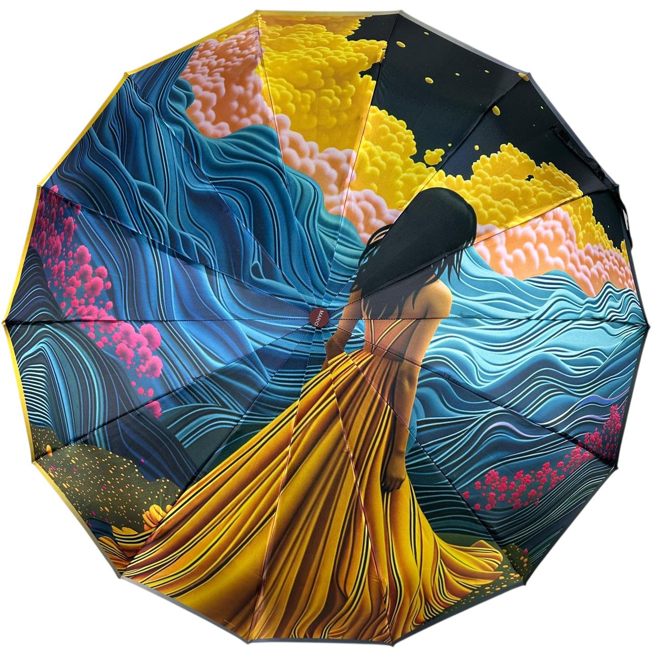 Жіноча парасоля автомат на 14+3+2 сигментних карбонових спиць сатиновий купол колекція “Women" від Mario, ручка бордова, MR 0250-4, фото 1