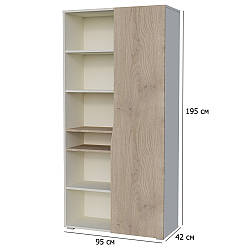 Шафа офісна комбінована Connect A/R SK 95 см дуб кремона котта і стоун бейж з дверцятами без ручок