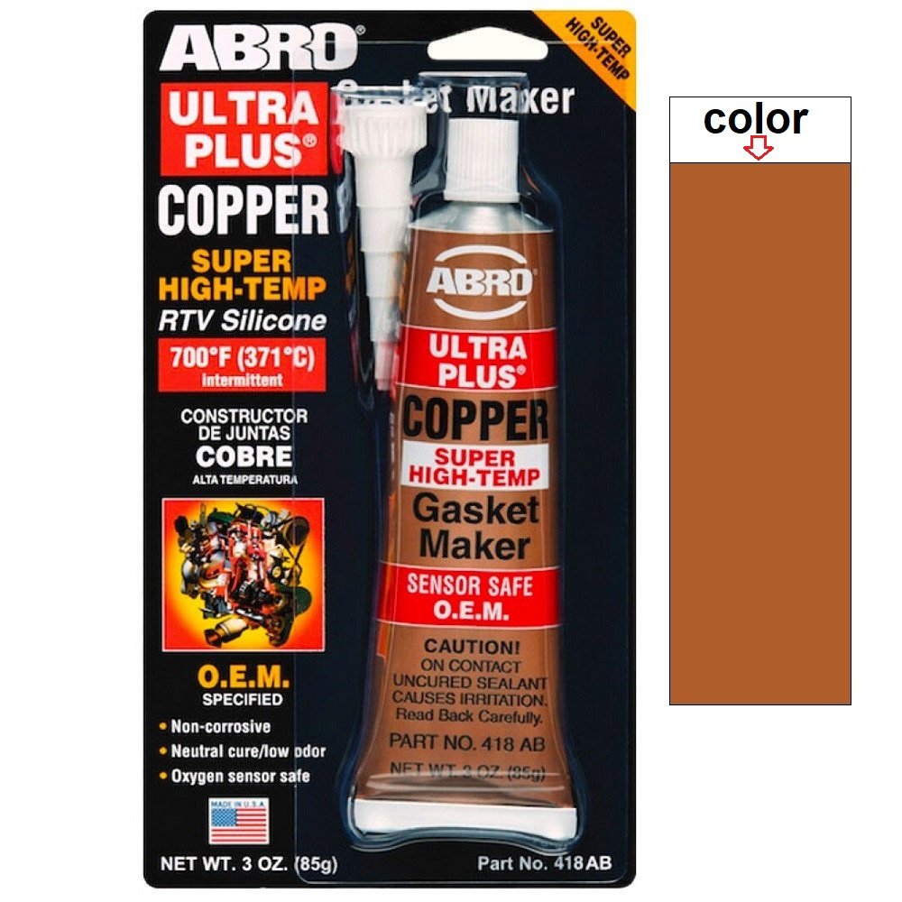 Термостійкий силіконовий герметик формувач прокладок мідний Abro 418 85г