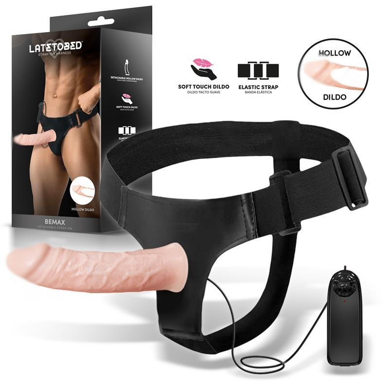 Страпон, пристібний фалоімітатор Bemax з вібрацією, знімний дилдо 15,5 см, фото 1