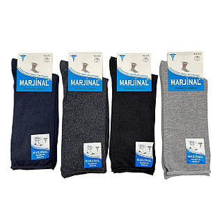 Чоловічі високі демісезонні шкарпетки для діабетиків Marjinal, антибактеріальні без шва бавовняні,розмір 40-45, 12 пар/уп. мікс