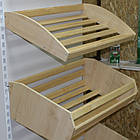 Стелаж хлібний Рістел 1900*950 мм ТИП 4, приставний торговий стелаж для свіжої випічки, кошики з дерева, стелаж Рістел, фото 4