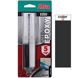 Епоксидний клей для металу чорний Akfix E350 2×12,5мл