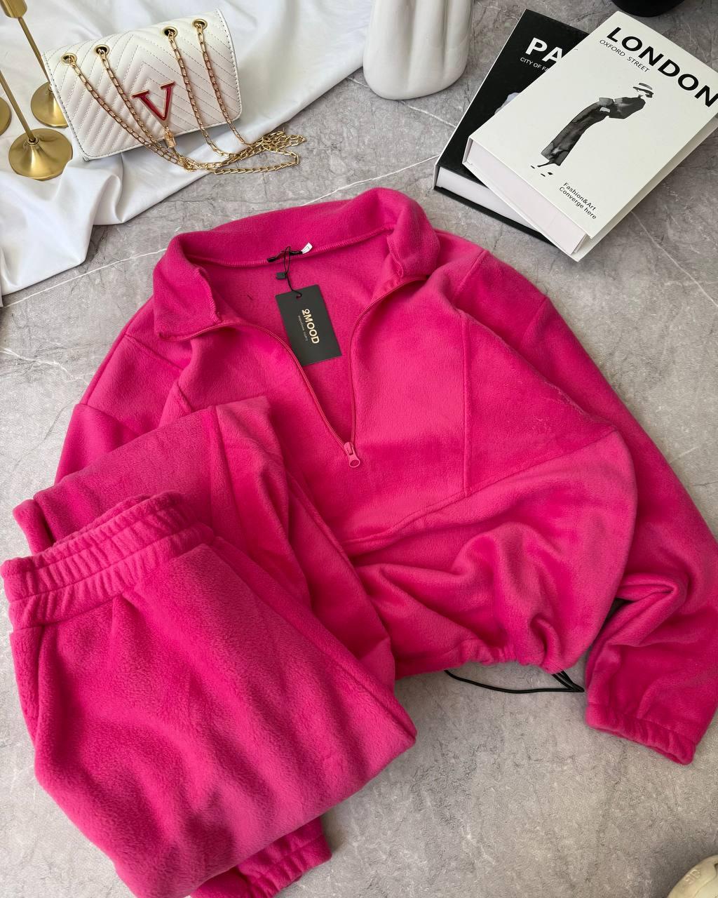 Костюм теплий з флісу Модель: 1492-1085 Колір: молочний, графіт, рожевий, шоколад, чорний, фото 1