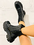 Жіночі черевики чорні шкіра демі підкладка байка, фото 6