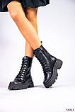Жіночі черевики чорні шкіра демі підкладка байка, фото 7