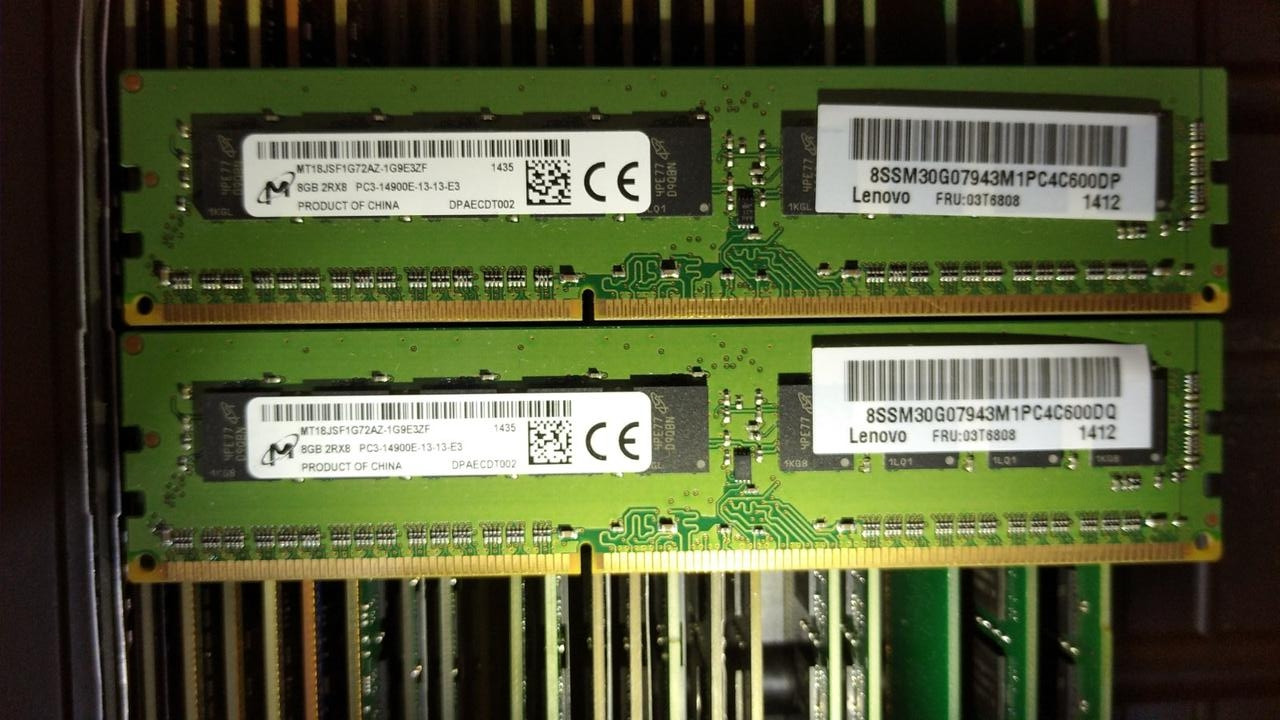 16Gb (2x8GB) DDR3 1866MHz Micron PC3 14900E 2Rx8 RAM ECC Оперативна пам'ять MT18JSF1G72AZ-1G9E3ZF, фото 1
