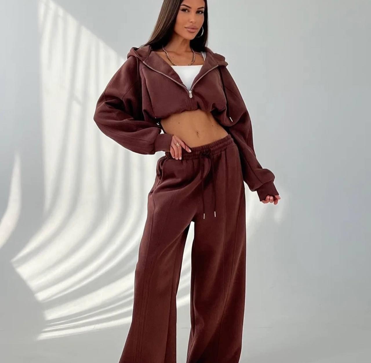 Костюм спортивний утеплений Модель: 1492-1163 Колір: шоколад, барбі, сірий меланж, фото 1