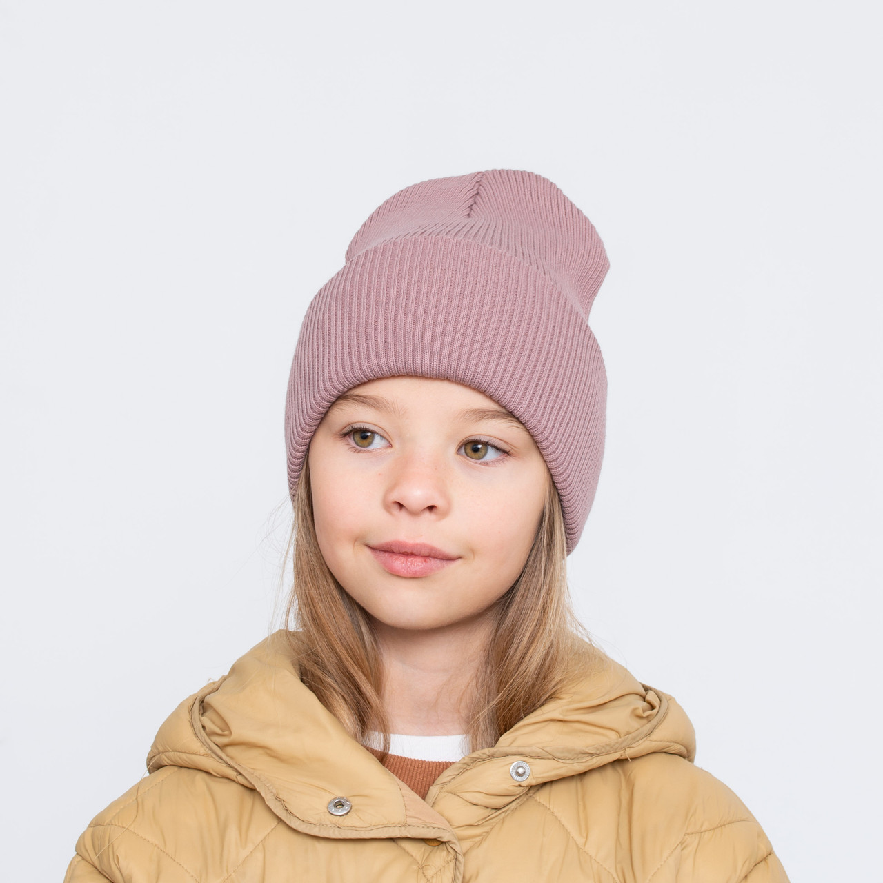 Шапка "Різинка База" із закотом темна пудра