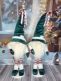 Новорічний ельф гном 75-80 см на довгих смугастих ніжках, декоративний різдвяний інтер'єрний гном Red, фото 7