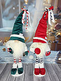 Новорічний ельф гном 75-80 см на довгих смугастих ніжках, декоративний різдвяний інтер'єрний гном Red, фото 5