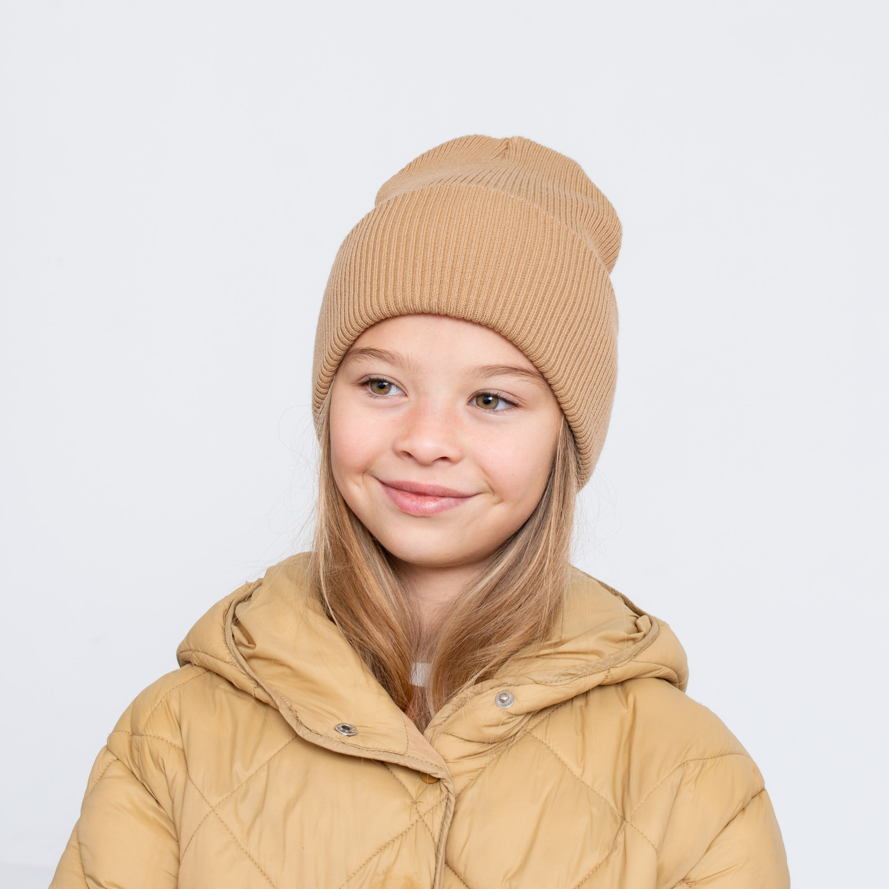 Шапка "Резінка База" з відворотом беж