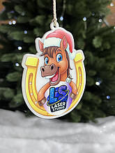 Акрилова новорічна ялинкова іграшка з логотипом та символом 2026 року