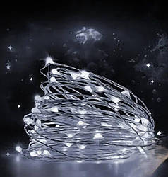 Гірлянда РОСА 3 метри 30 LED зелена нитка білий колір на батарейках арт. 30L3MGW