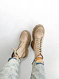 Жіночі черевики бежеві шкіра демі підкладка байка, фото 4