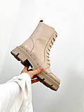 Жіночі черевики бежеві шкіра демі підкладка байка, фото 2