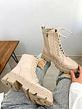 Жіночі черевики бежеві шкіра демі підкладка байка, фото 9