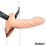 Страпон для чоловіків, пристібний фалоімітатор Action Strap-On Hollow Dildo преміальний силікон 27,5 см, фото 5