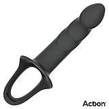 Страпон, пристібний фалоімітатор Action Premium силікон L розмір чорний з регульованими ременями, фото 7
