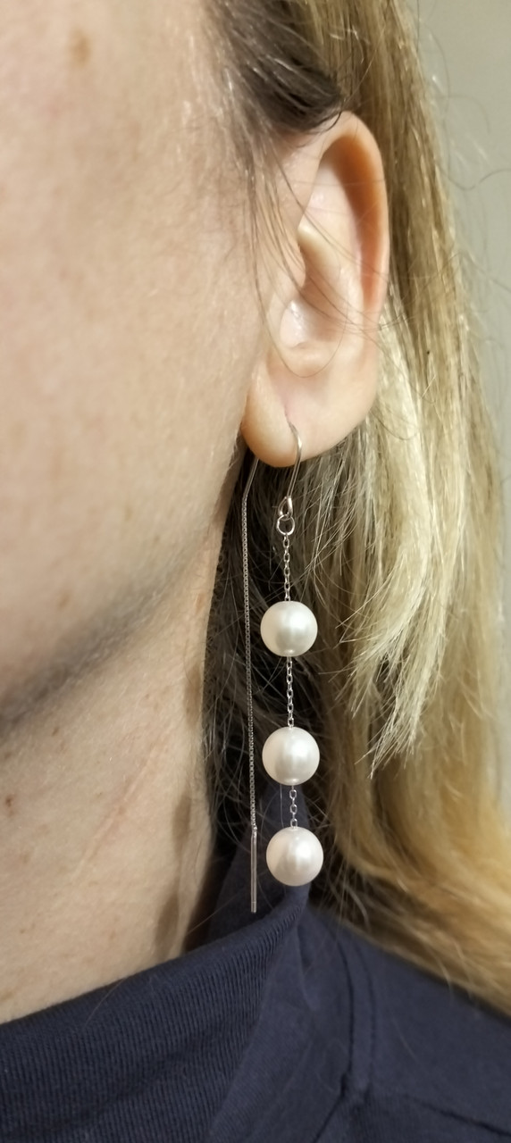 Срібні сережки-протяжки арка з перлинками арт.KC0012, фото 1