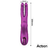 Потрійний вібратор, подвійний вібро Nico Vibe 22,6 см водонепроникний силікон, фото 9