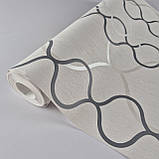 Шпалери вінілові на флізеліні 0.53 × 10.05 м Marburg 57840, бежеві з сіро-сріблястою абстракцією для спальні, вітальні, коридору, фото 5