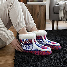 602 Чуні із овчини на гумовій підошві з вишивкою