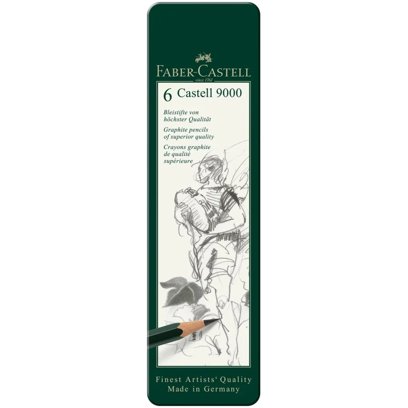 Набір графітних олівців "Faber-Castell" /119063/ Н-8В у металевій коробці 6 одиниць, фото 1