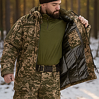 Тактическая куртка бушлат зимняя теплая пиксель с Omni-Heat куртка армейская полевая качественная Rip-Stop