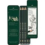 Набір графітних олівців "Faber-Castell" /119063/ Н-8В у металевій коробці 6 одиниць, фото 2