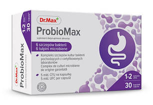 Dr.Max ProbioMax 6 видів біфідо і лакто бактерій 5 мільярдів КУО, 30 капсул. До 06/2026
