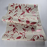 Шпалери вінілові на флізеліні 0.53 × 10.05 м Marburg 57835, бежеві з червоним листям для спальні, вітальні, коридору, фото 3