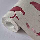 Шпалери вінілові на флізеліні 0.53 × 10.05 м Marburg 57835, бежеві з червоним листям для спальні, вітальні, коридору, фото 2