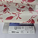 Шпалери вінілові на флізеліні 0.53 × 10.05 м Marburg 57835, бежеві з червоним листям для спальні, вітальні, коридору, фото 6