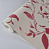 Шпалери вінілові на флізеліні 0.53 × 10.05 м Marburg 57835, бежеві з червоним листям для спальні, вітальні, коридору, фото 4