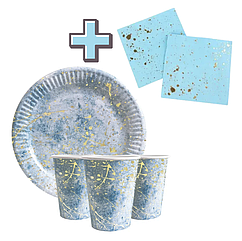 Набір посуду для свята "Блакитний мармур", на 10 осіб