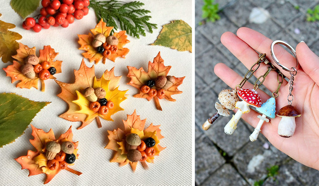 Приклади осіннього декору з полімерної глини Приклади осіннього декору з полімерної глини
