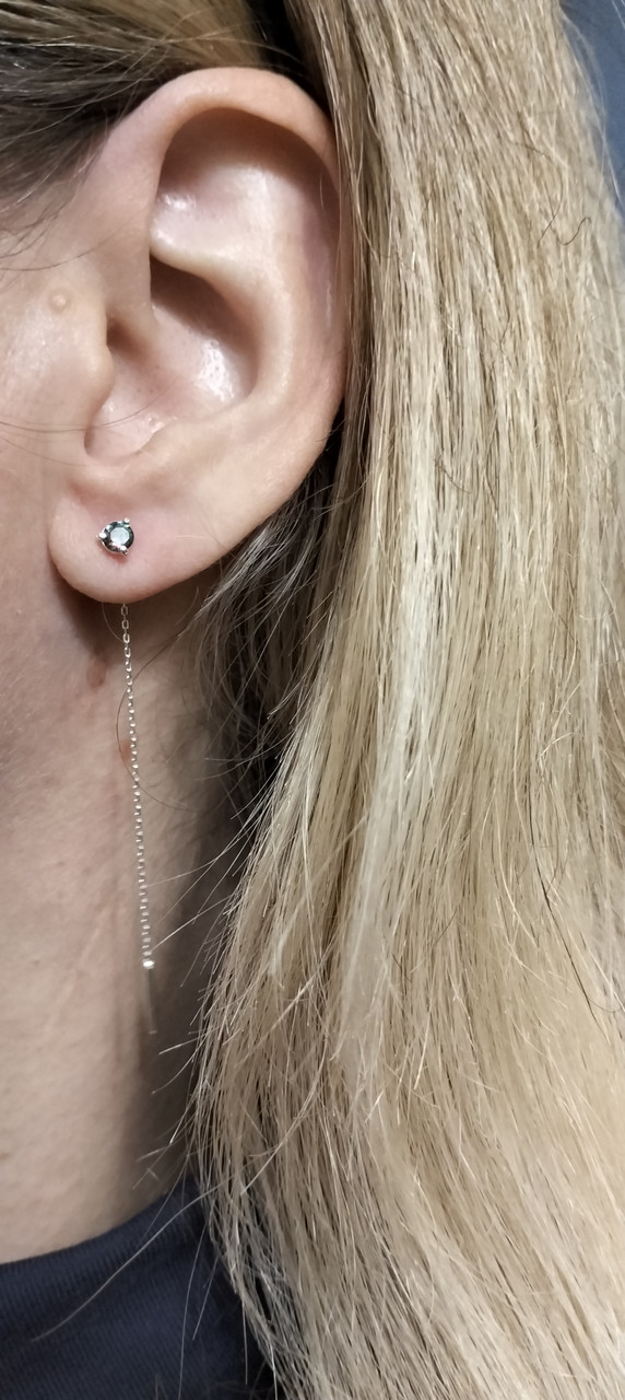 Срібні сережки протяжки Коктейль  з каменями кольору містик  арт. 2428.1, фото 1