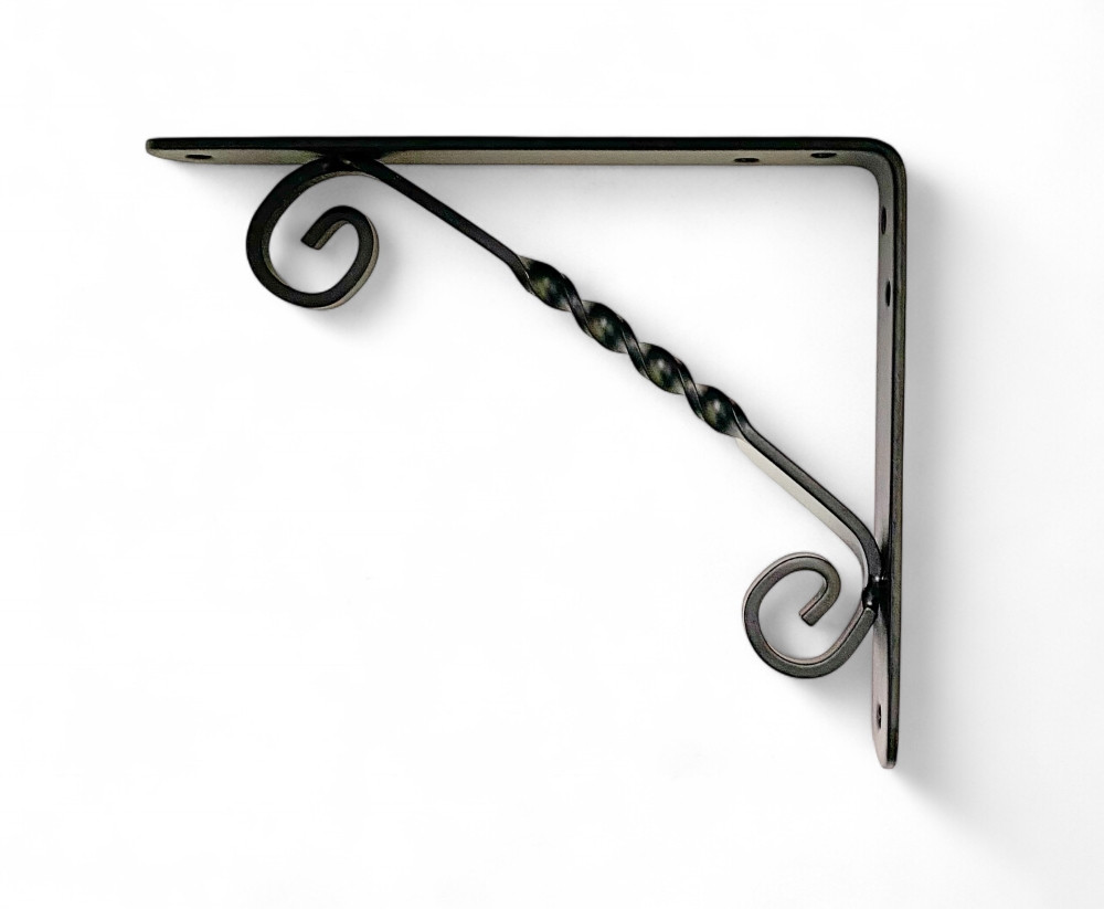 Посилена консоль для дерев'яних полиць AMG-8138 чорний колір 200х150 мм, фото 1