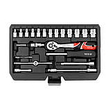 Набір торцевих головок і викруткових насадок 1/4" з інструментами 68 шт. Yato YT-14502, фото 4