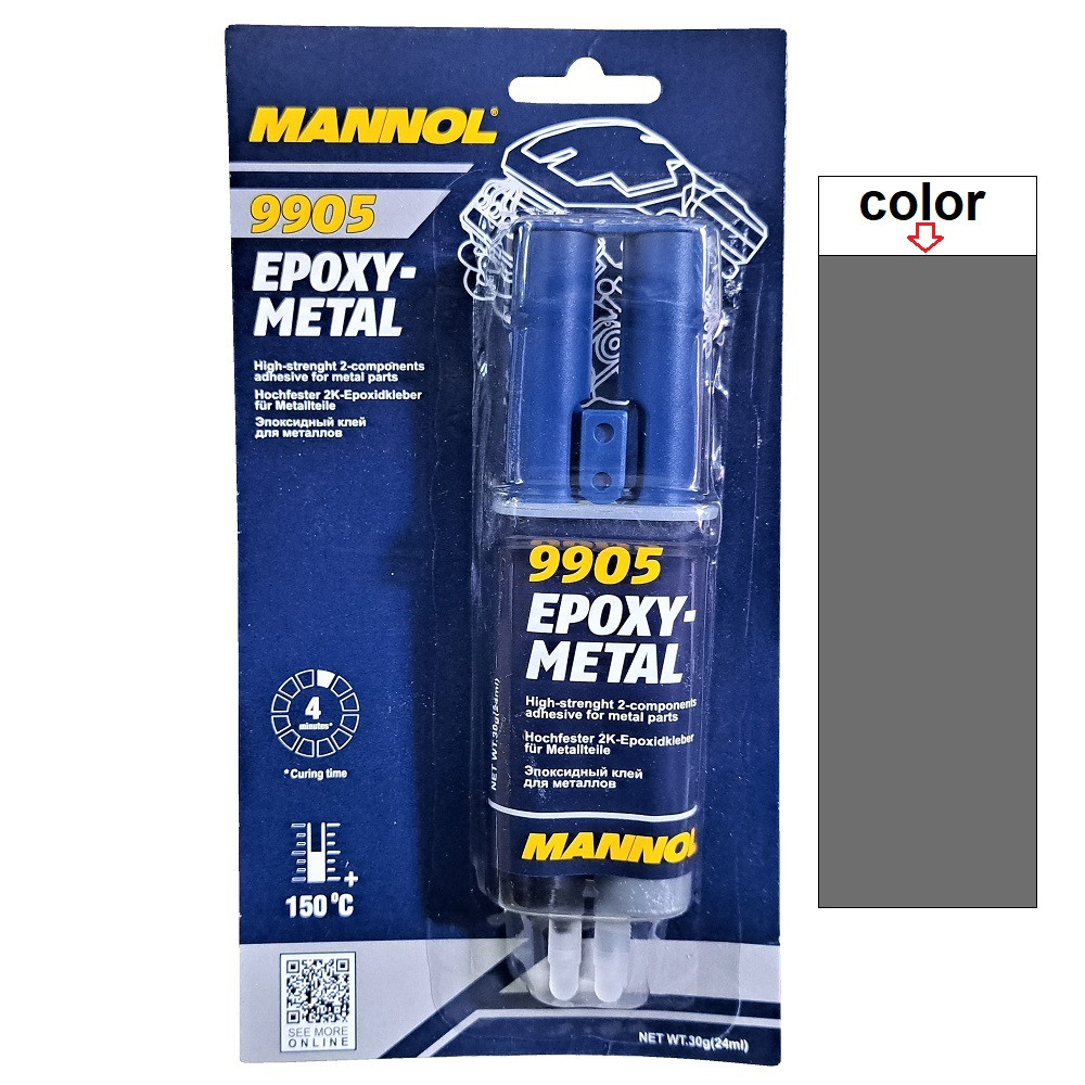 Епоксидний клей для металу темно-сірий Mannol 9905 2×12мл