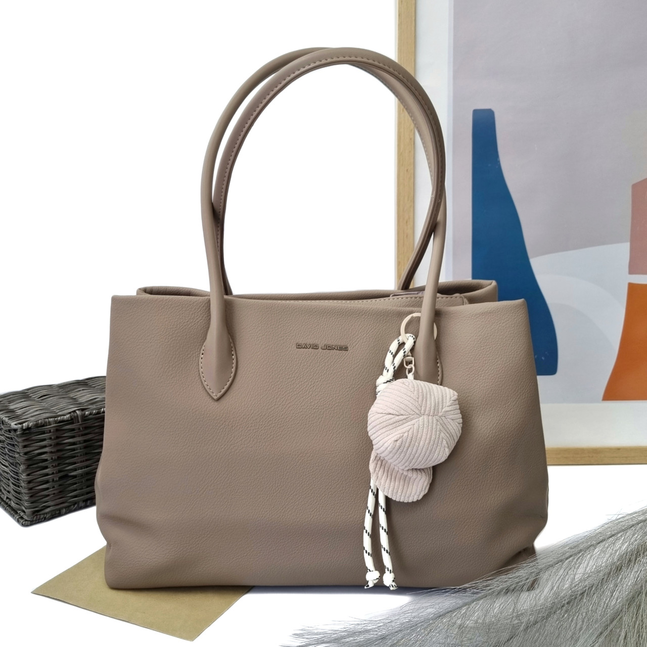 Сумка тоут экокожа бежевый Арт.CM7740 beige DavidJones Франція, фото 1