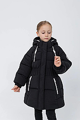 Зимове пальто для дівчинки Іворі, чорне, 104-122р.