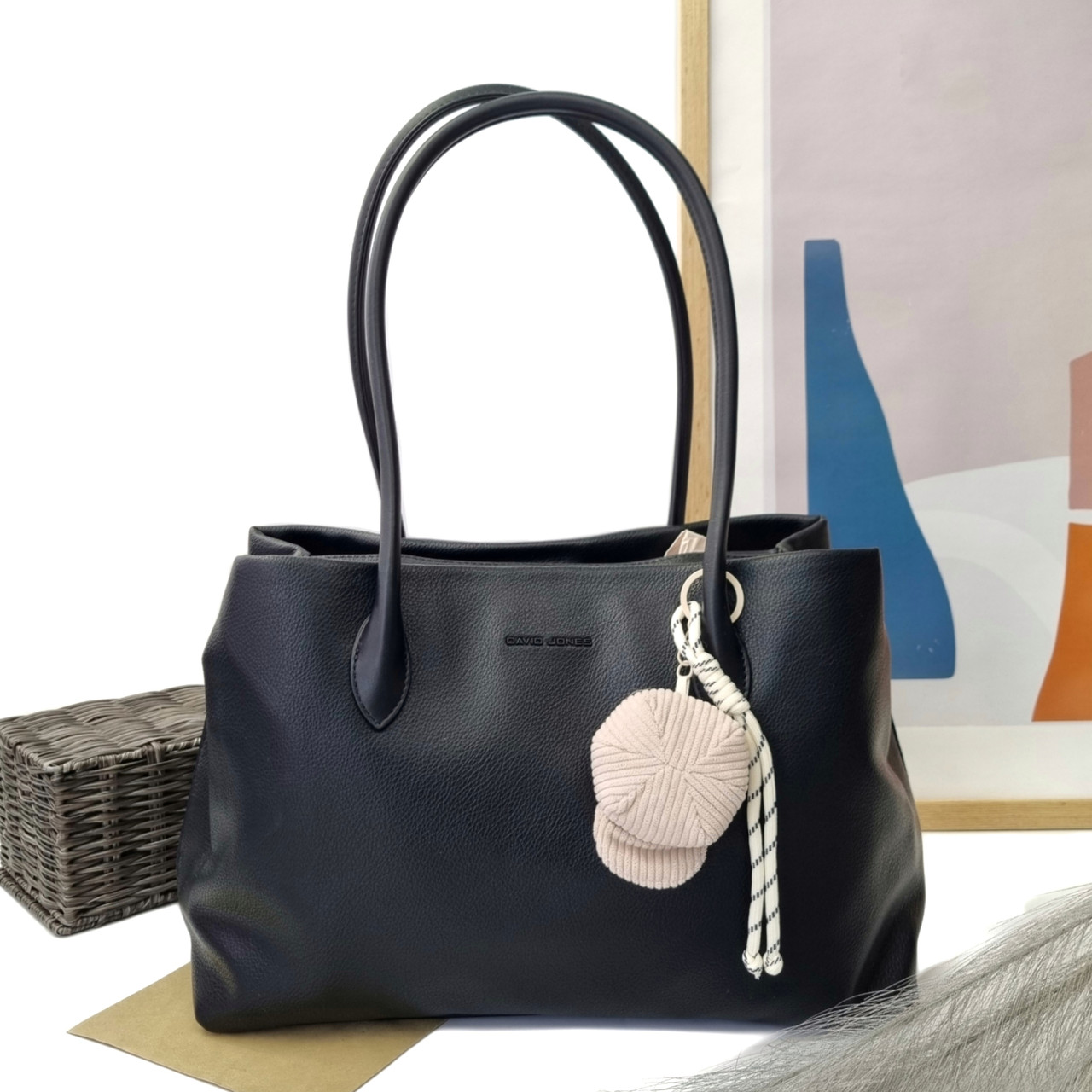 Женская сумка-тоут экокожа черный Арт.CM7740 black DavidJones Франція, фото 1